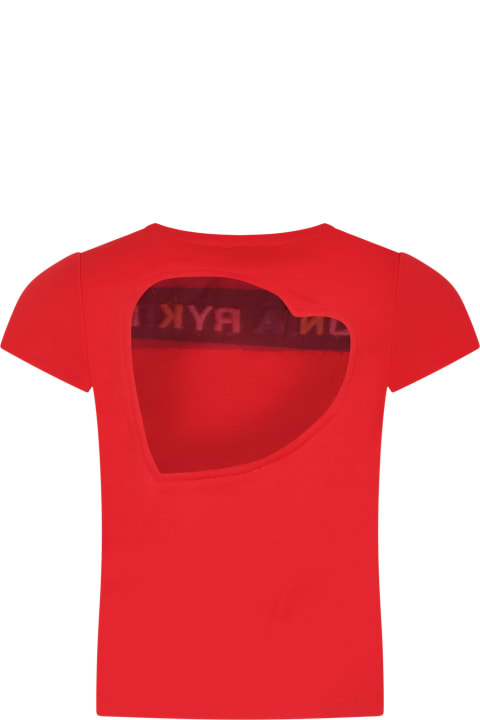Fashion for Girls Rykiel Enfant Red T-shirt For Girl With Logo