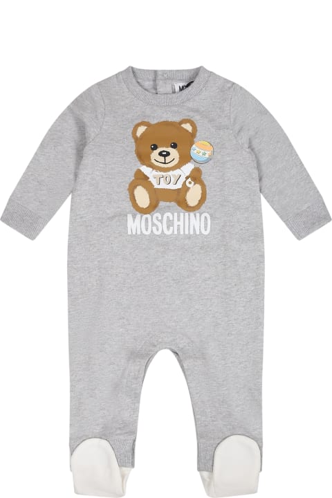 Moschino for Kids Moschino Grey Babygrow For Baby Kids With Teddy Bear