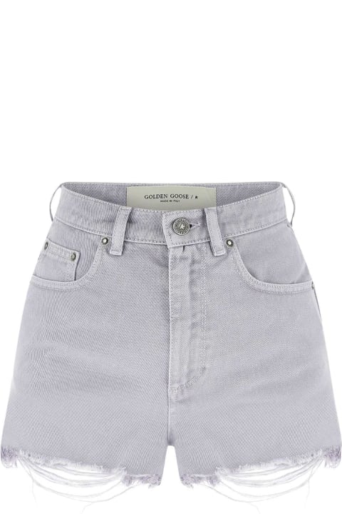 Pants & Shorts for Women Golden Goose Lilac Denim Shorts
