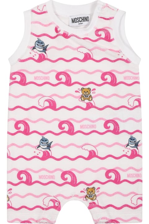 Bodysuits & Sets for Baby Girls Moschino Pink Set For Baby Girl With Print And Teddy Bear