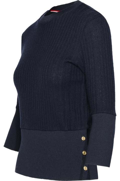 Thom Browne Sweaters for Women Thom Browne Navy Virgin Wool Sweater