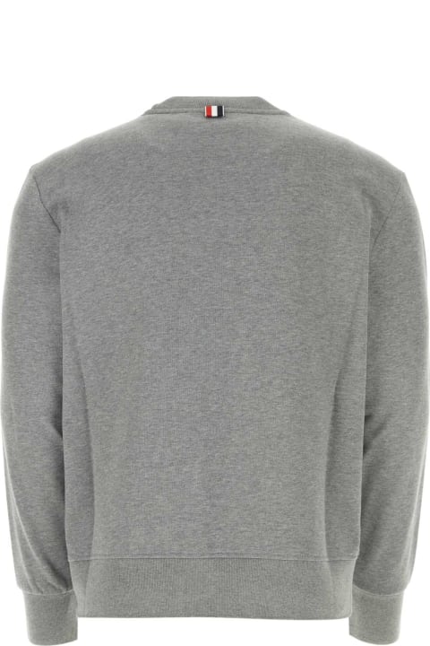 Thom Browne Men Thom Browne Melange Grey Cotton Sweatshirt