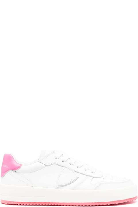 Philippe Model Sneakers for Women Philippe Model Nice Low Sneakers - White And Fuchsia