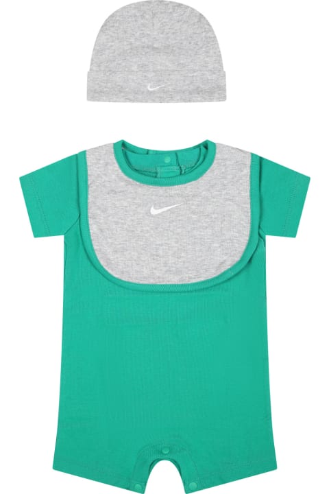 ベビーガールズ Nikeのボディスーツ＆セットアップ Nike Green Romper Set For Baby Boy With Logo