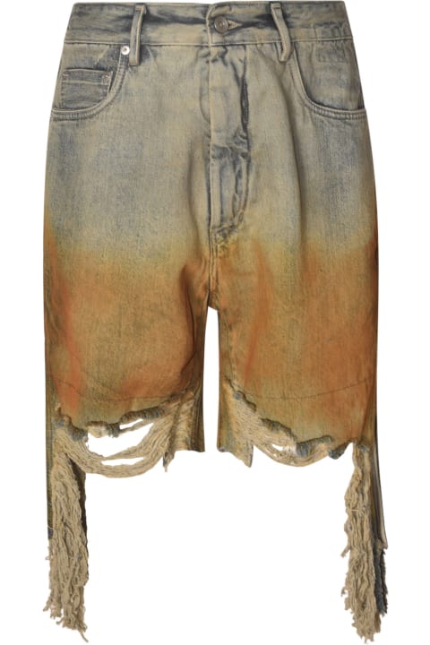 Clothing Sale for Men Rick Owens Vintage Effect Distressed Denim Shorts