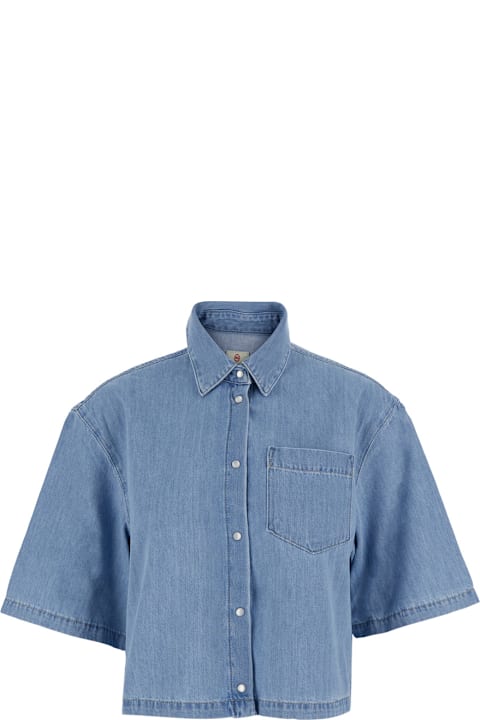 AG Jeans لـ Men AG Jeans 'kodiac' Light Blue Crop Crop With Classic Collar And Short Sleeves In Denim For Women