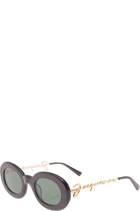 'les Lunettes Pralu' Black Round Sunglasses With Logo Temples In Acetate Woman