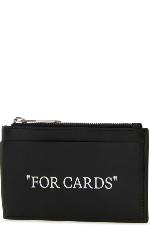 メンズ Off-Whiteの財布 Off-White Black Leather Card Holder