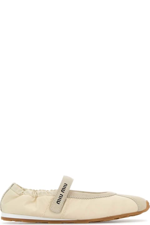 Miu Miu for Women Miu Miu Sand Suede And Fabric Ballerinas