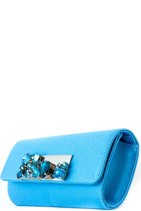 Roberto Festa Clutches for Women Roberto Festa Light Blue Satin Pat Shoulder Bag