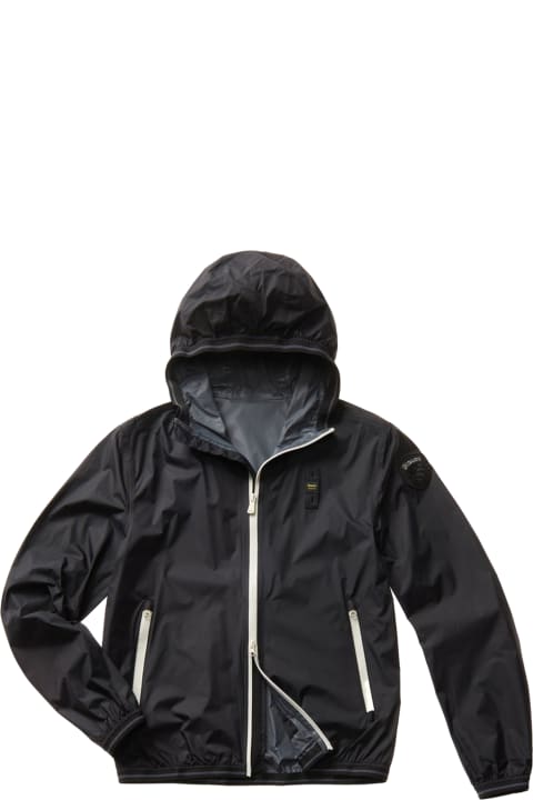 Coats & Jackets for Men Blauer Black Taped Windbreaker With Zip