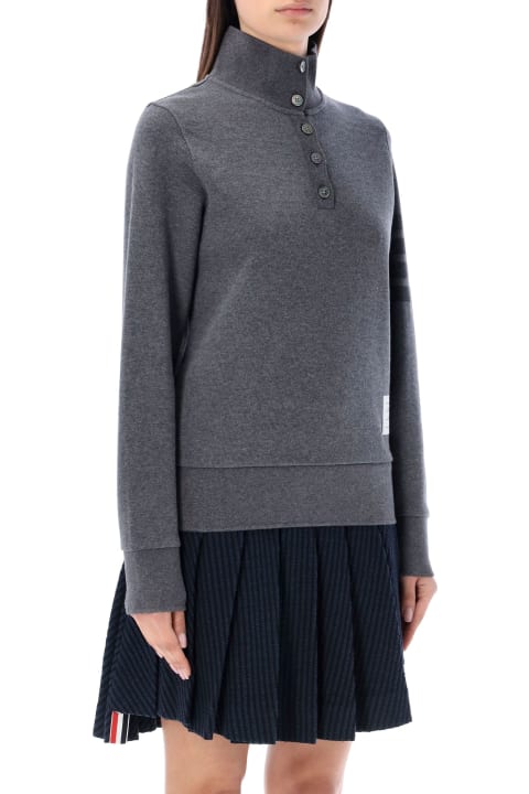 Thom Browne Women Thom Browne Funnel Neck Pullover With Tonal Bars