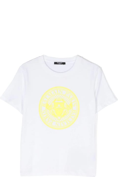 Fashion for Women Balmain White T-shirt With Rubberized Logo