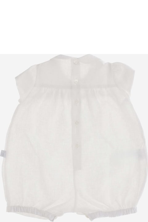 Il Gufo Bottoms for Baby Girls Il Gufo Soft Linen Romper With Embroidery