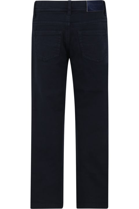 Blue Trousers For Boy With Logo