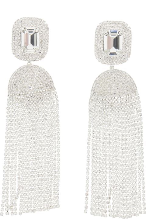 Earrings for Women Magda Butrym Silver-colored Earrings With A Cascade Of Crystals In Brass Woman