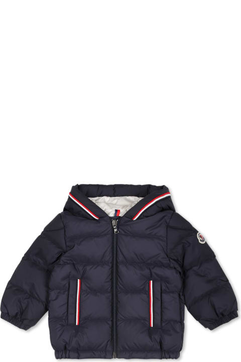 Moncler Coats & Jackets for Baby Girls Moncler Merary Blue Down Jacket For Baby Boy With Logo