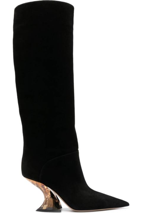 Casadei Boots for Women Casadei 'elodie' Black High-boots With Sculpted Heel In Suede Woman