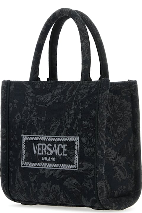 ウィメンズ バッグのセール Versace Extra Smalltote Embroidery Jacquard Barocco+calf