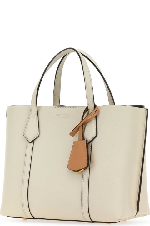 Tory Burch Totes for Women Tory Burch Ivory Leather Perry Shopping Bag