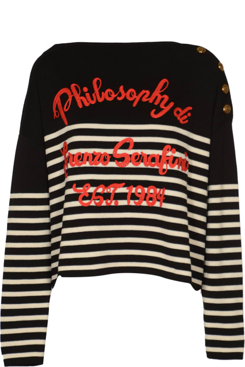 Clothing for Women Philosophy di Lorenzo Serafini Button Embellished Logo Detail Stripe Sweatshirt