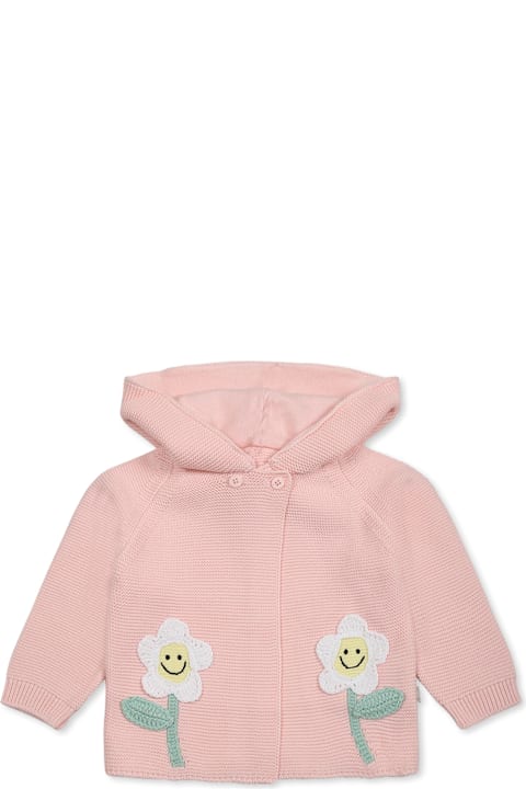 Stella McCartney Kids Clothing for Baby Girls Stella McCartney Kids Pink Cardigan For Baby Girl With Flowers