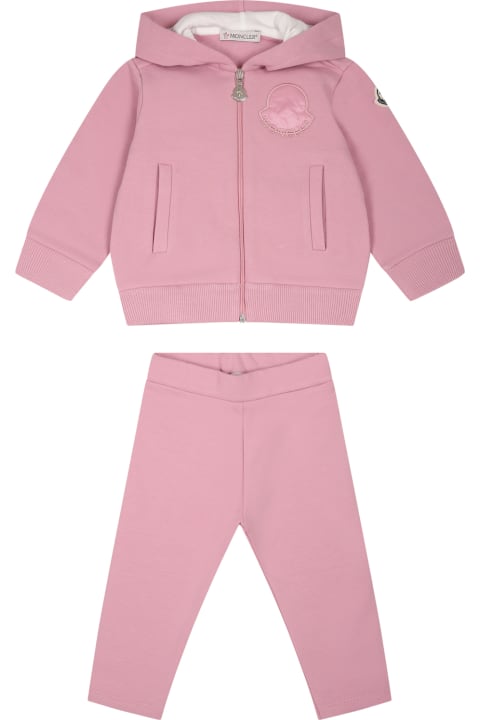 Bodysuits & Sets for Baby Girls Moncler Pink Set For Baby Girl With Logo
