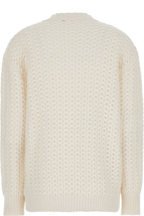 Alberta Ferretti Topwear for Women Alberta Ferretti White V Neck Sweater In Cotton Blend Woman