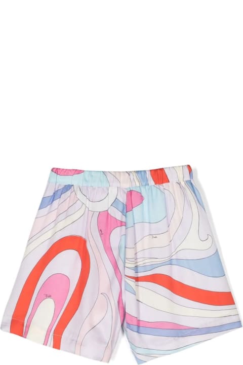 Pucci Bottoms for Girls Pucci Shorts With Light Blue/multicolour Iride Print