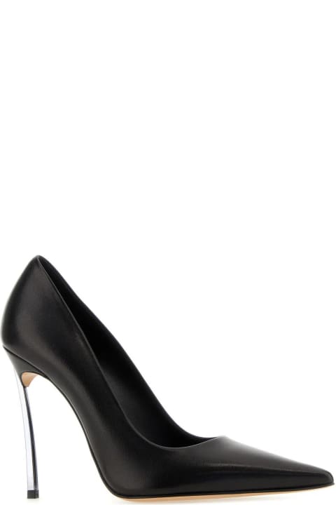 High-Heeled Shoes for Women Casadei Black Leather Super Blade Pumps