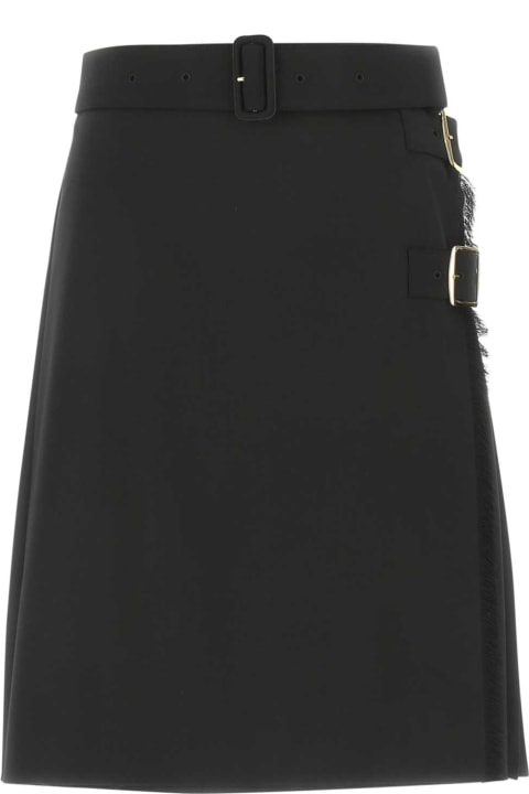 ウィメンズ新着アイテム Burberry Black Stretch Polyester Blend Skirt