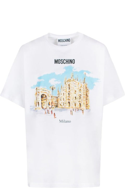 Moschino Topwear for Women Moschino Illustration Printed Crewneck T-shirt