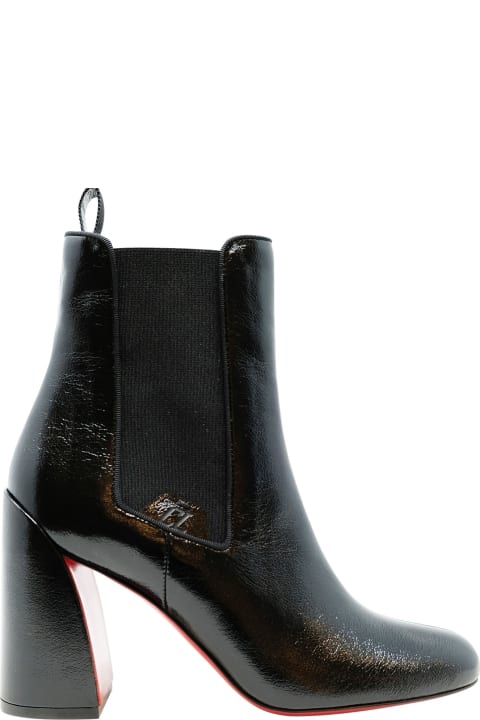 ウィメンズ新着アイテム Christian Louboutin Christian Louboutin Black Leather Turelastic 85 Naplak Ankle Boots