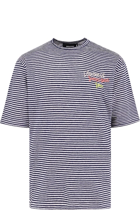 Dsquared2 Topwear Sale for Men Dsquared2 Dsquared2 Summer Lovers Striped Linen T-shirt