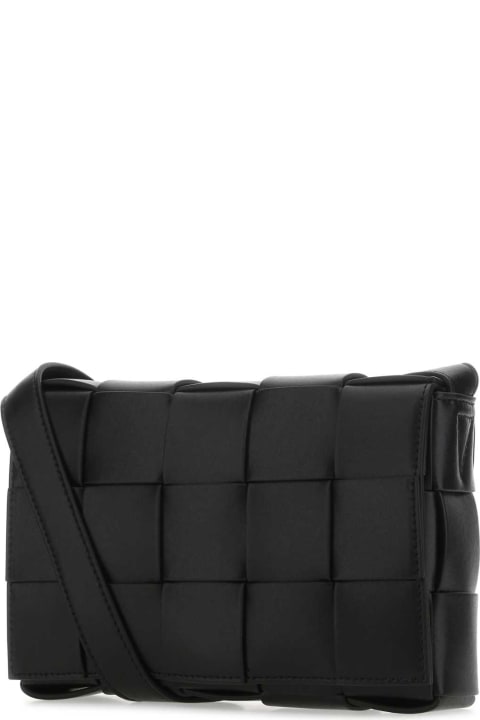 Shoulder Bags for Men Bottega Veneta Black Leather Cassette Crossbody Bag