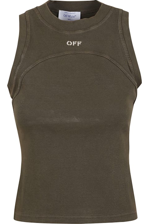 Off-White Topwear for Women Off-White Off Stamp Rib Round Tank Top