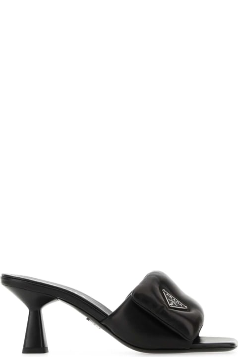 Prada Sandals for Women Prada Black Nappa Leather Mules