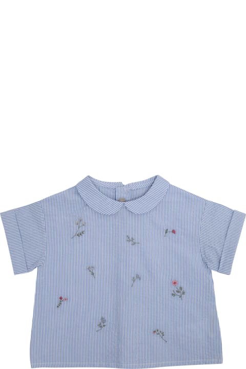 Topwear for Baby Girls Il Gufo Shirt With Floral Embroidery