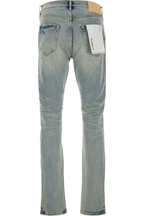 Homeware Purple Brand Light Blue Jeans With Belt Loops And Logo Patch On The Rear In Denim Mam