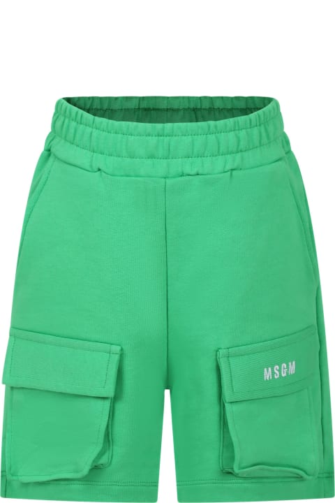 Bottoms for Boys MSGM Green Shorts For Boy With Logo