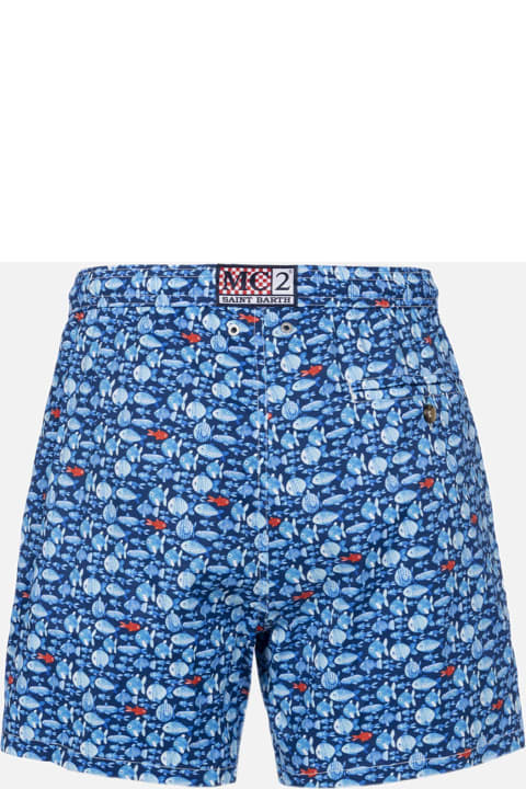 أدوات منزلية MC2 Saint Barth Comfort Light Classic Stretch Swim Shorts With Fishes Print
