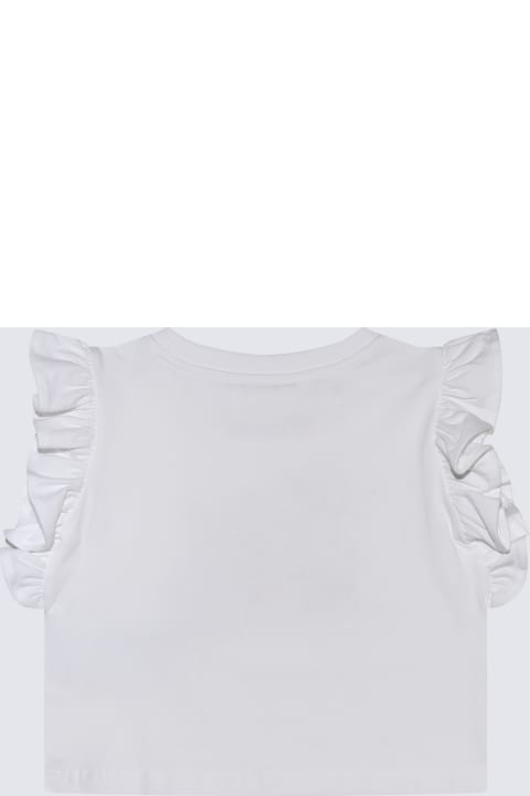 Topwear for Girls Moschino White Multicolour Cotton Blend T-shirt