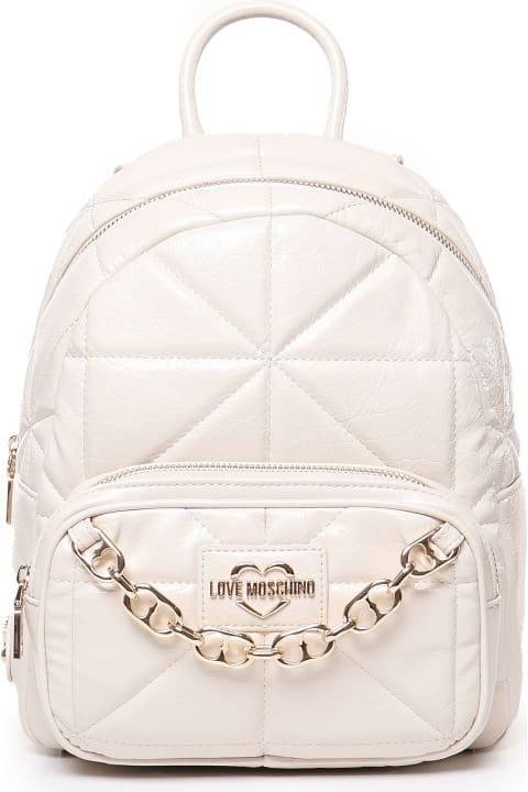 Love Moschino Backpacks for Women Love Moschino Quilted Rounded Geometric Backpack