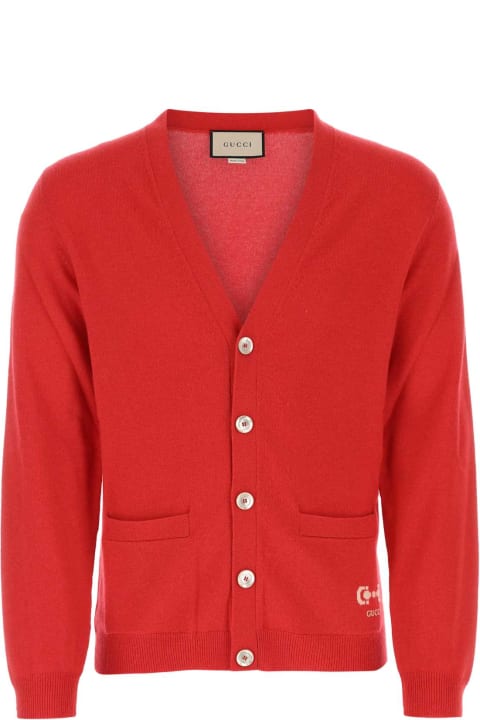 Gucci Sweaters for Men Gucci Red Cashmere Cardigan