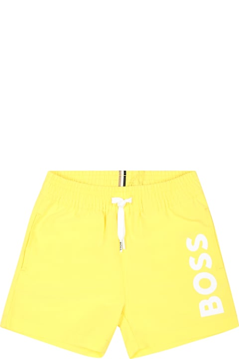 Homeware Hugo Boss Yellow Swim Shorts For Baby Boy With Logo
