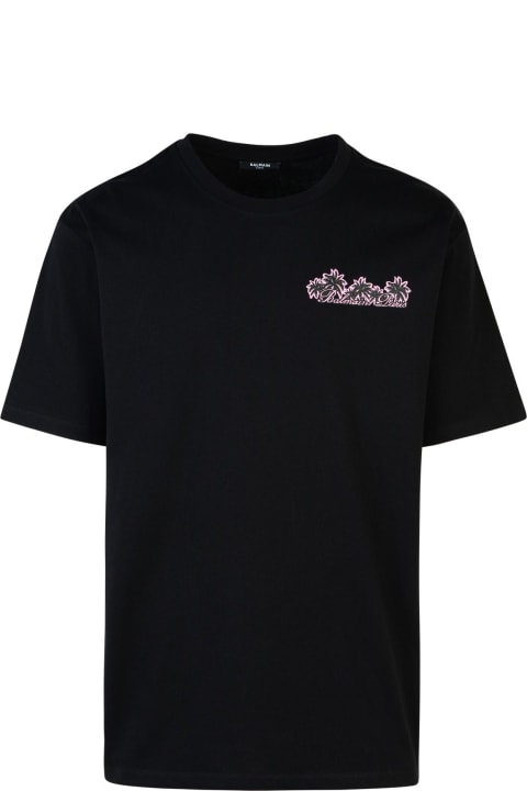 Balmain Topwear for Men Balmain Black Cotton T-shirt