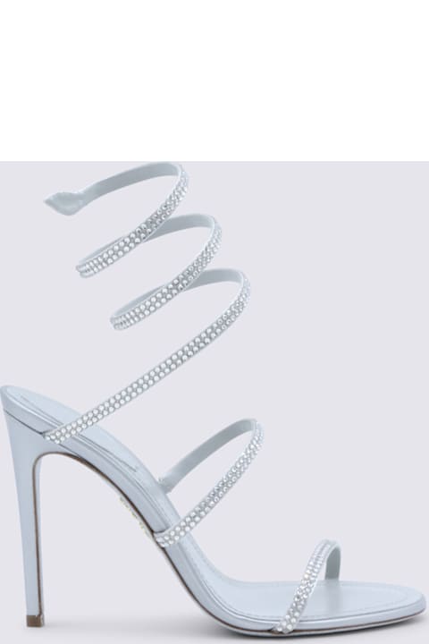 René Caovilla Silver Leather Cleo Sandals