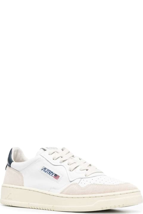 Homeware Autry 'medalist' White Low Top Sneakers With Suede Inserts And Contrasting Heel Tab In Leather Man