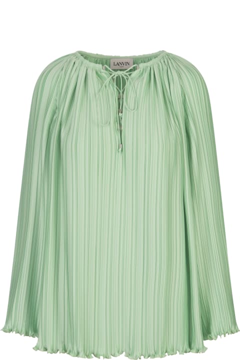 Clothing for Women Lanvin Green Pleated Blouse
