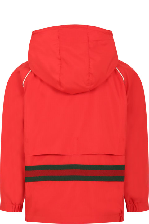 Coats & Jackets for Boys Gucci Red Jacket For Kids With Vintage Logo